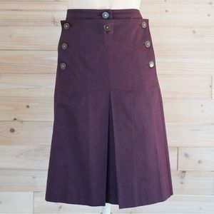 CHANEL Plum A-Line Button Front Skirt